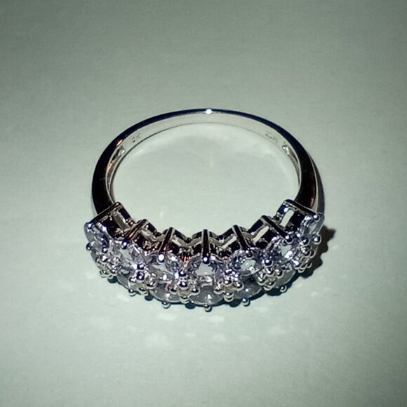 CHRISTMAS SPECIAL! 10Kt White Gold Round Tanzanite & Diamond-Accent Ring - Picture 4 of 5